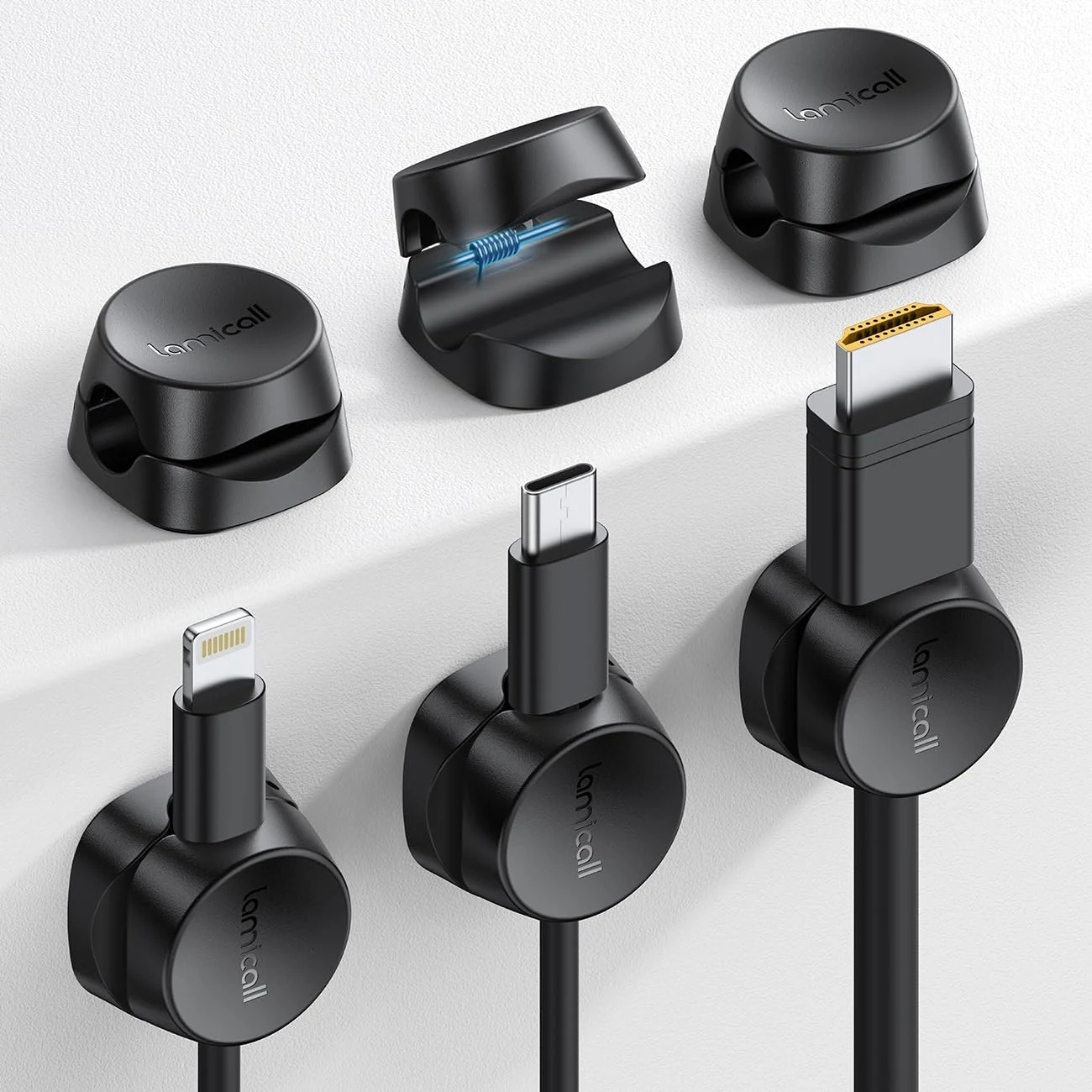 Lamicall Cord Organizer [1s Lock] Spring Cable Holder Clips