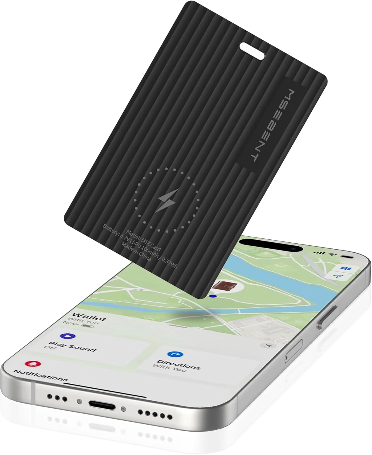 MSEBENT Wallet Tracker Card (Apple MFi, Find My, Qi Wireless Charging, IP67)