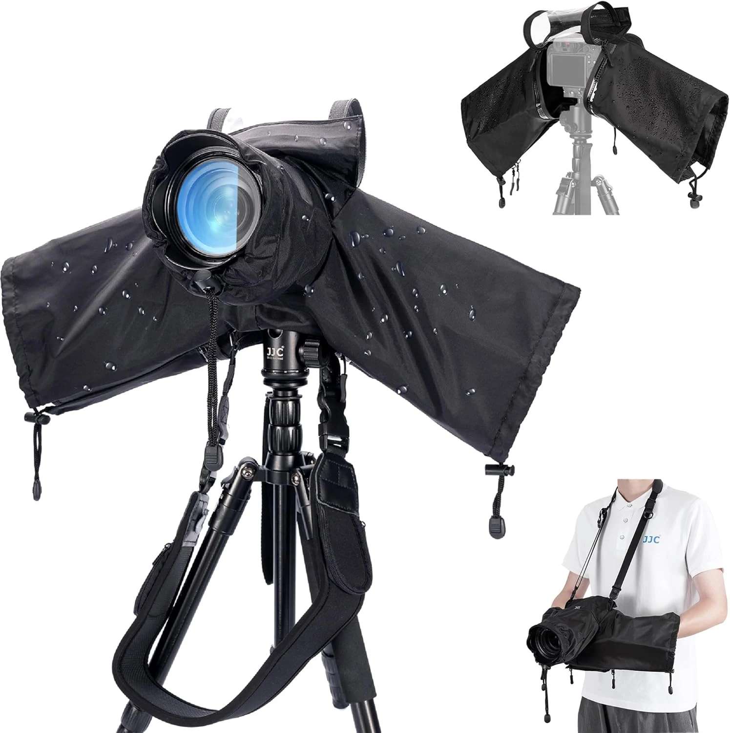 Mirrorless Camera Rain Cover with Openable Viewing Window & Strap Mountable Design