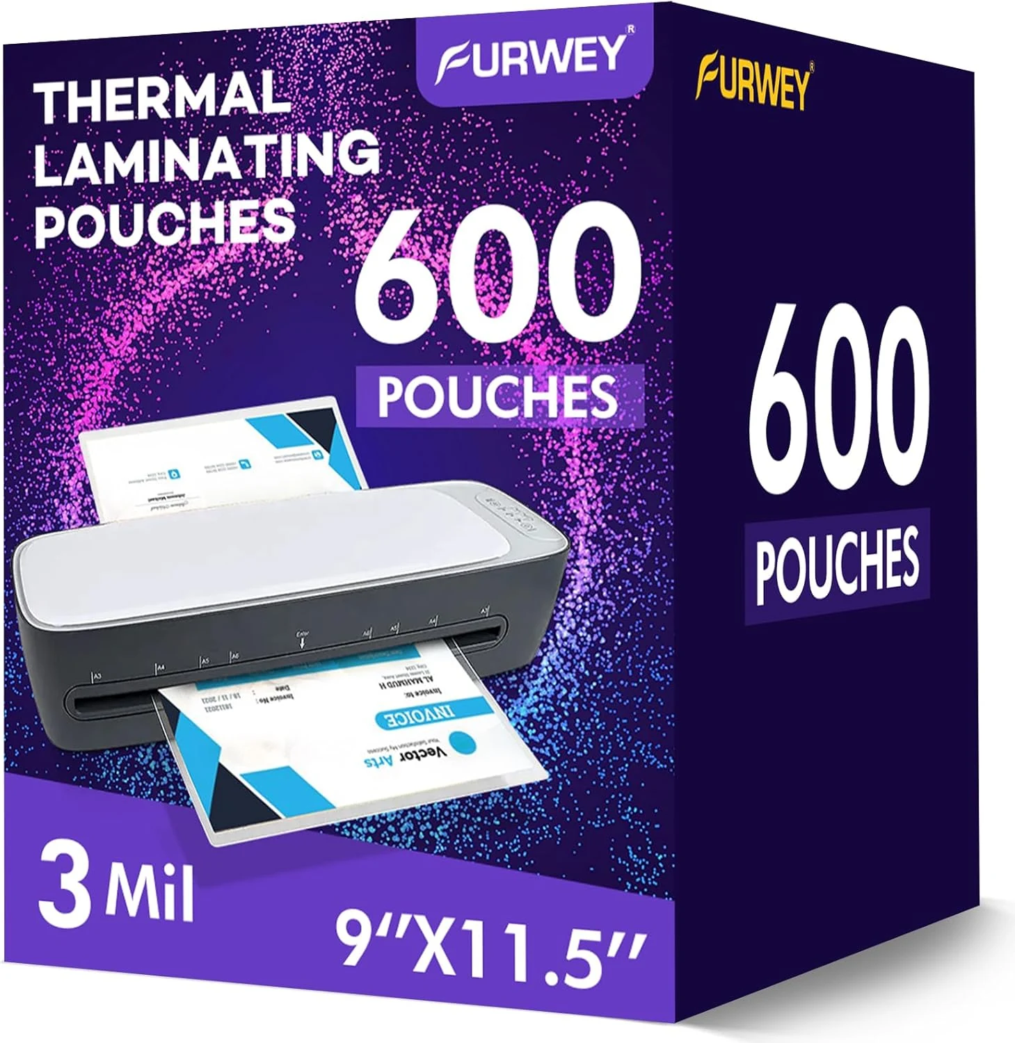 600 Pack Laminating Sheets, 3 Mil, 9 x 11.5 Inches Thermal Laminating Pouches (Clear, Letter Size)