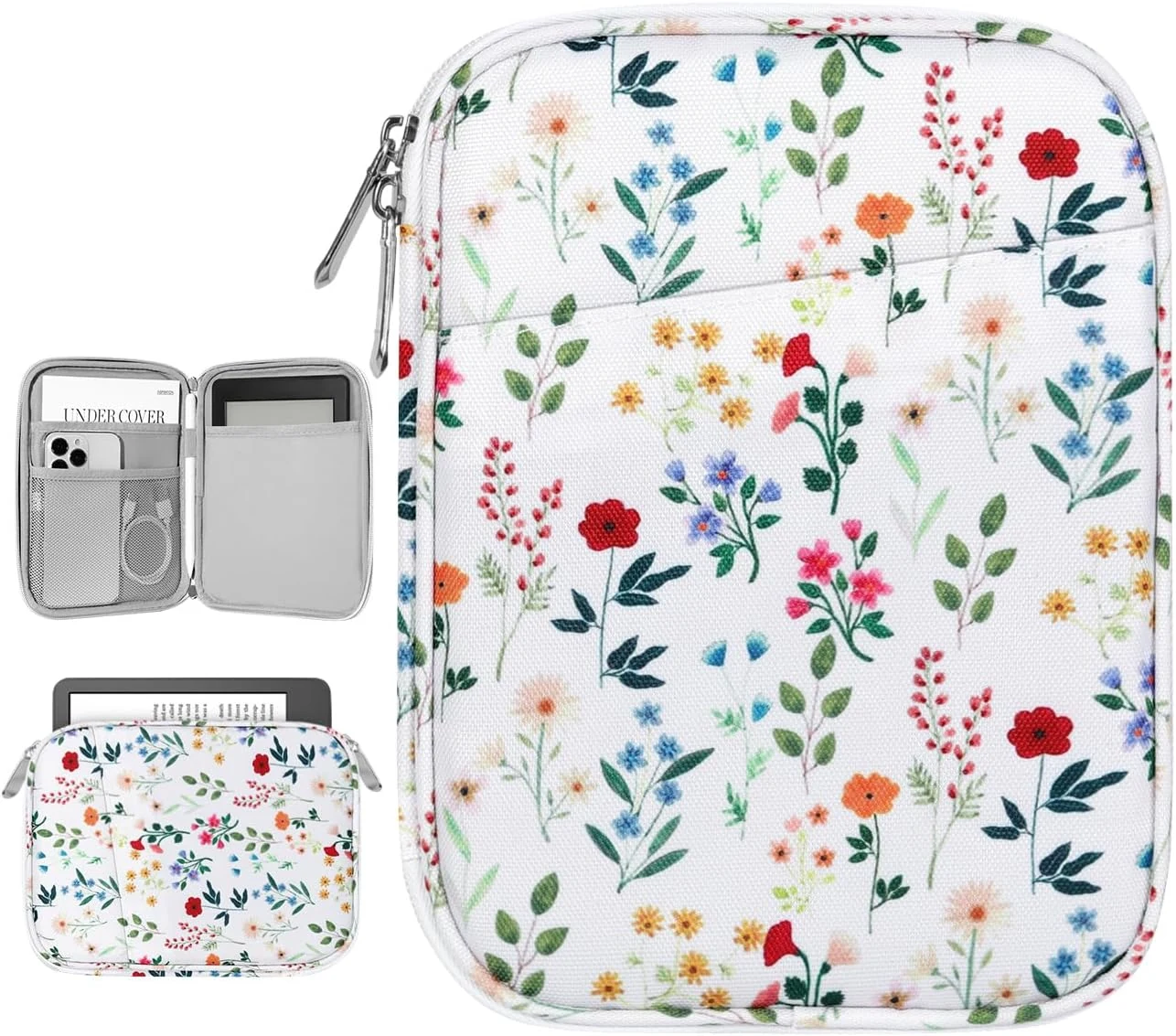 6-7 Inch Protective Sleeve Carrying Case for 7" Kindle Paperwhite and Kindle Colorsoft Signature Edition, 6" Kindle, 6" Kobo Clara BW/Colour, 7" Kobo Libra Colour/E-Reader,Blooming Bouquet
