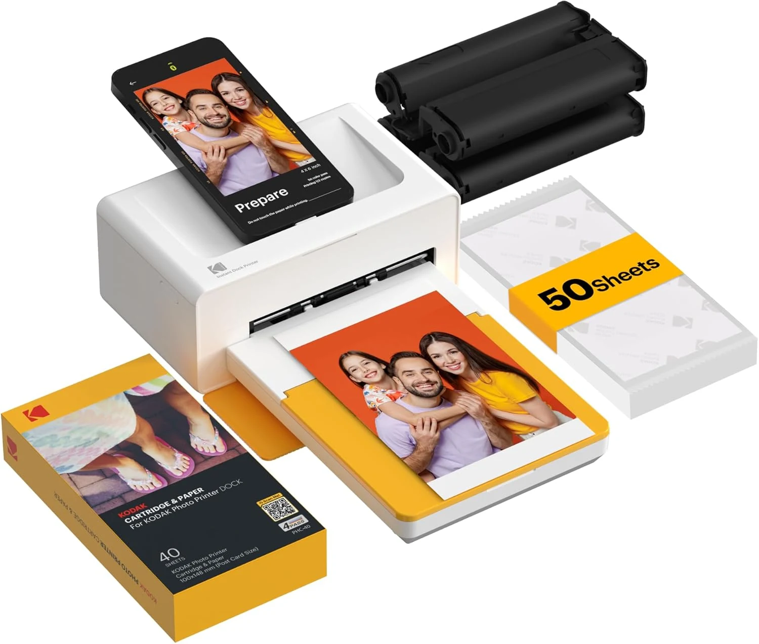 KODAK Dock Plus 4x6'' Photo Printer, 50 Sheets, Docking & Bluetooth Smartphone Printer for iPhone & Android