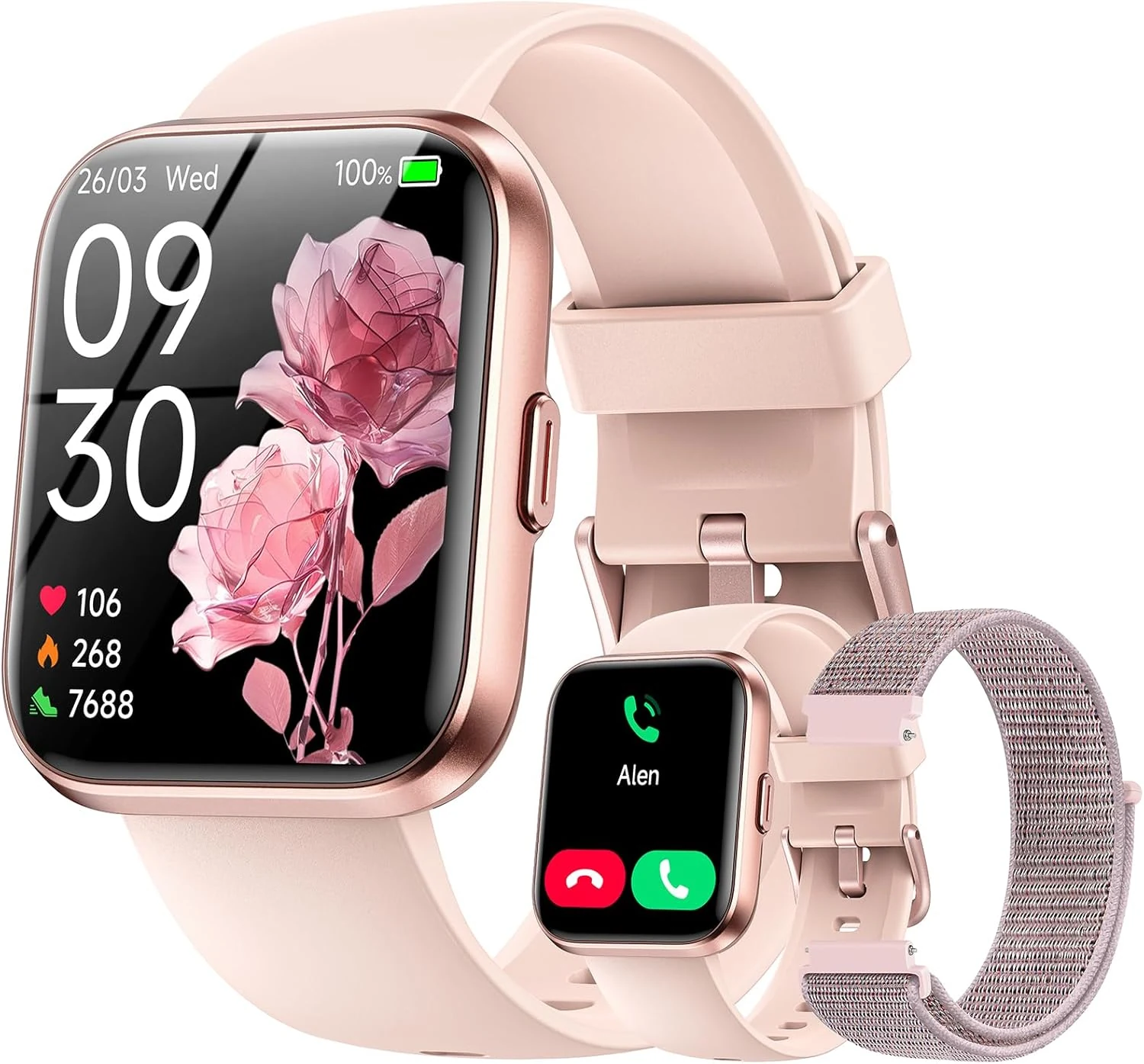 Hingso Smart Watches for Women, 1.85" HD Alexa Smart Watch for Android Phones & iPhones with Calls/Messages/Reminders