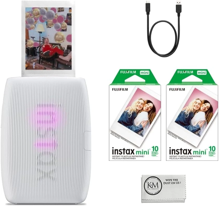 Fujifilm INSTAX Mini Link 3 Smartphone Printer (Clay White) Bundle