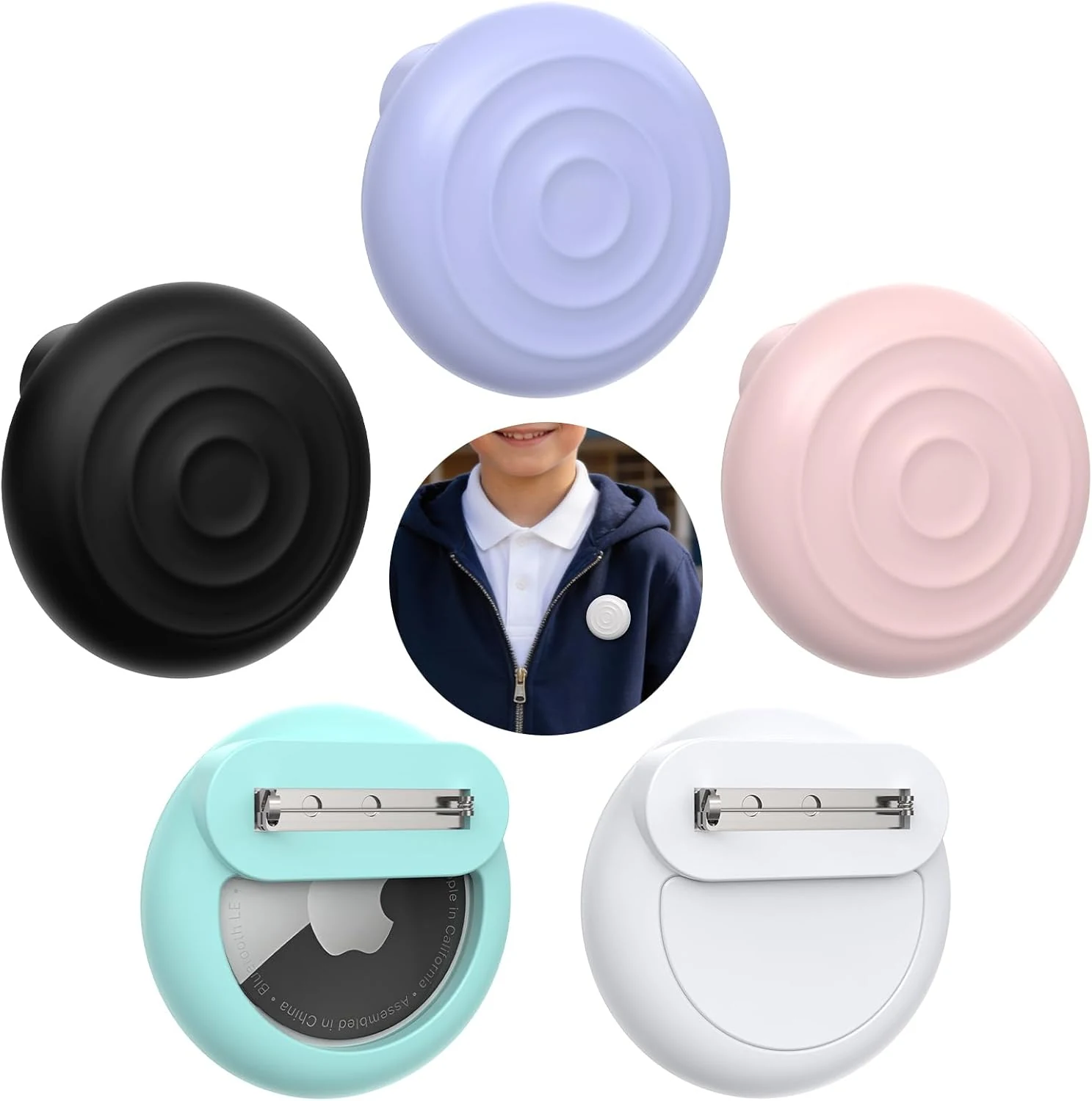 Hidden AirTag Holder for Kids with Safety Pin,EIZLXQ Soft Silicone Apple AirTag Holder for Kids