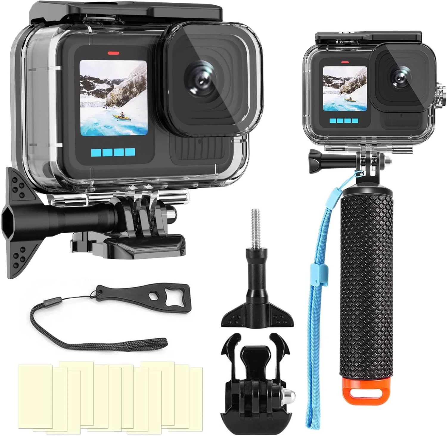 BO&DQQ Compatible for Go Pro Hero 13 12 11 10 9 Black Waterproof Housing Case 60M/196FT