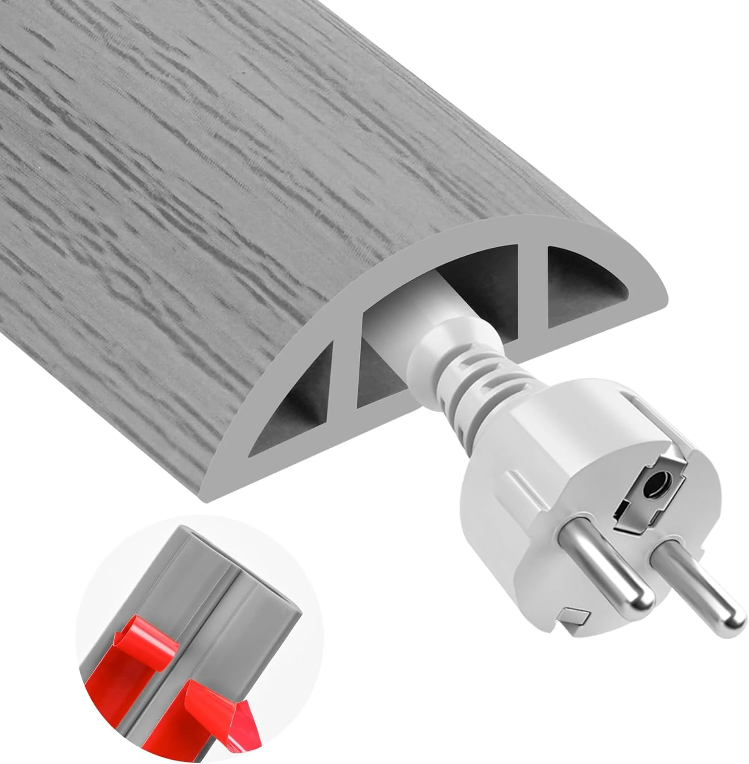 MYFAMIREA 10FT Floor Cord Cover for Wire Self Adhesive Cable
