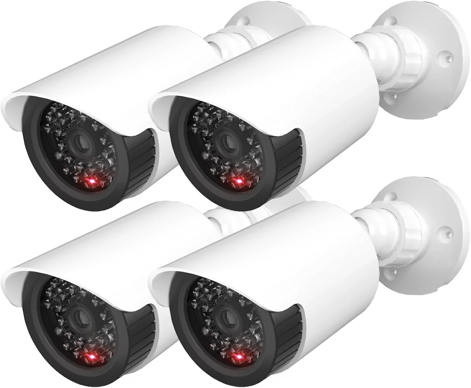 WALI Dummy Fake Simulated Surveillance Security CCTV Dome Camera Indoor Outdoor with One LED Light (TC-W4) (4 Pack)