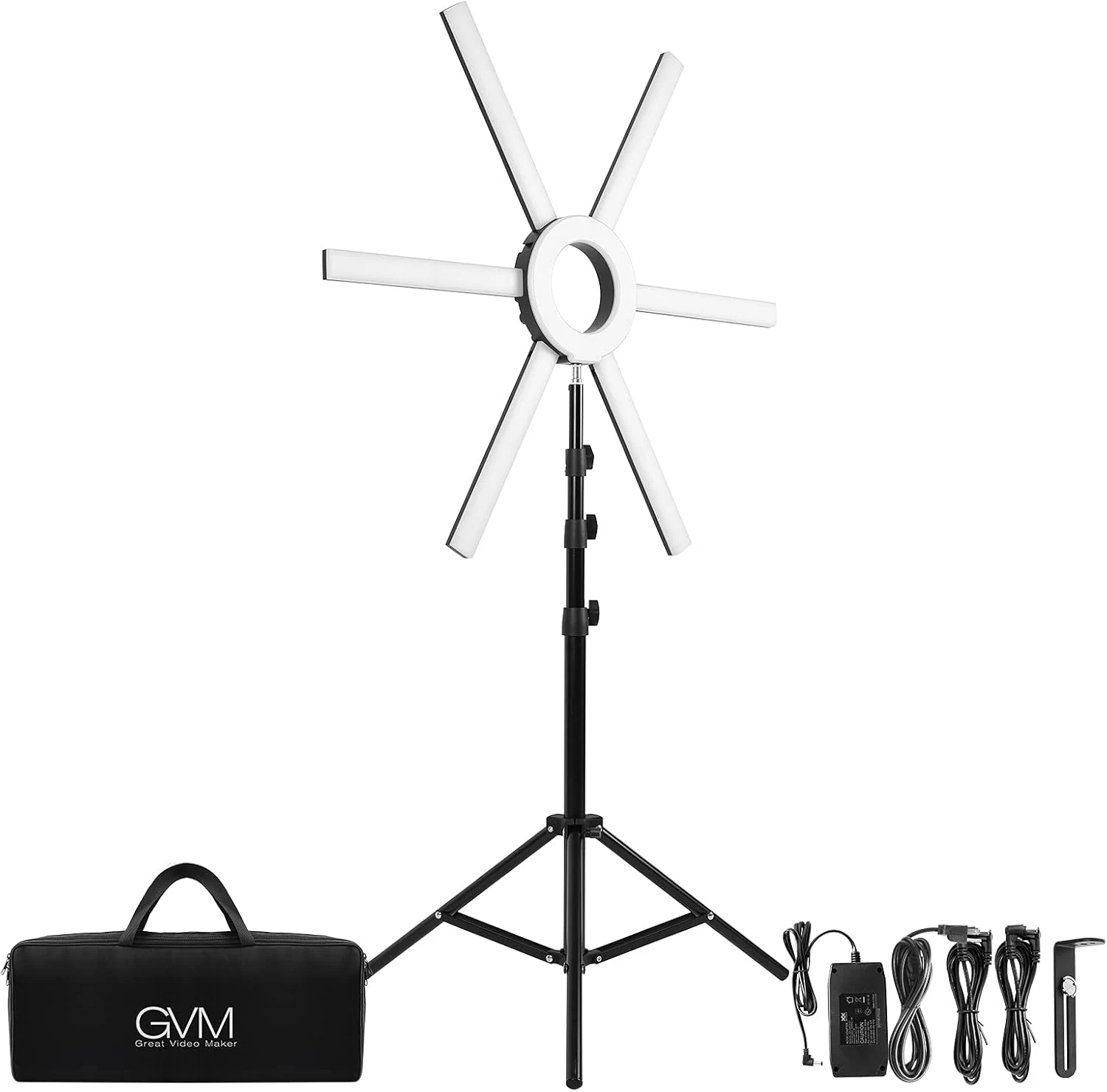GVM Ring Light Kit with Tripod, 90W LED Circle Light with Detachable Light Bars Adjustable 3200K~5600K CRI 97+ Dimmable Bicolor LED Video Light