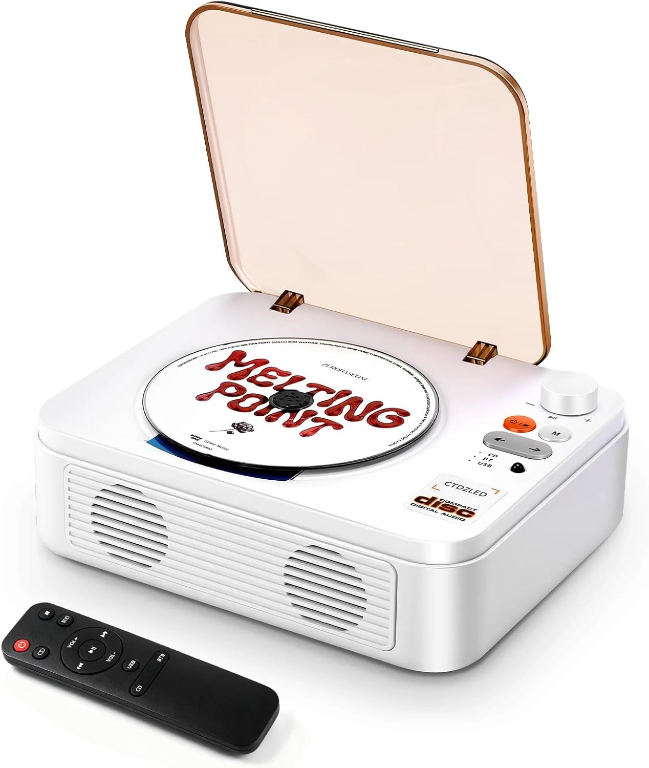 Portable CD Player with Bluetooth, 2600mAh Battery, USB & AUX, Dual 3W Speakers, Remote Control – for Seniors, Nostalgia Gift, Home Party (White)