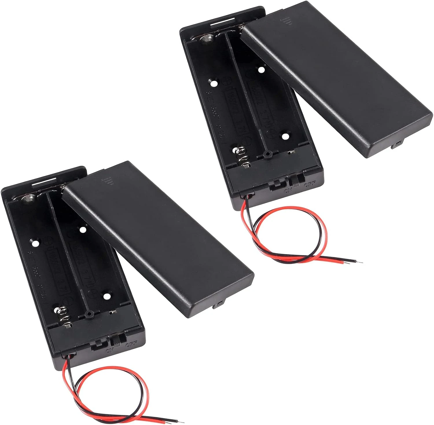 ACEIRMC 2pcs 18650 Battery Storage Case 2 Slots x 3.7V for 2x18650 Batteries Holder Box Container with ON/Off Switch (2 Slots with Switch Cover)