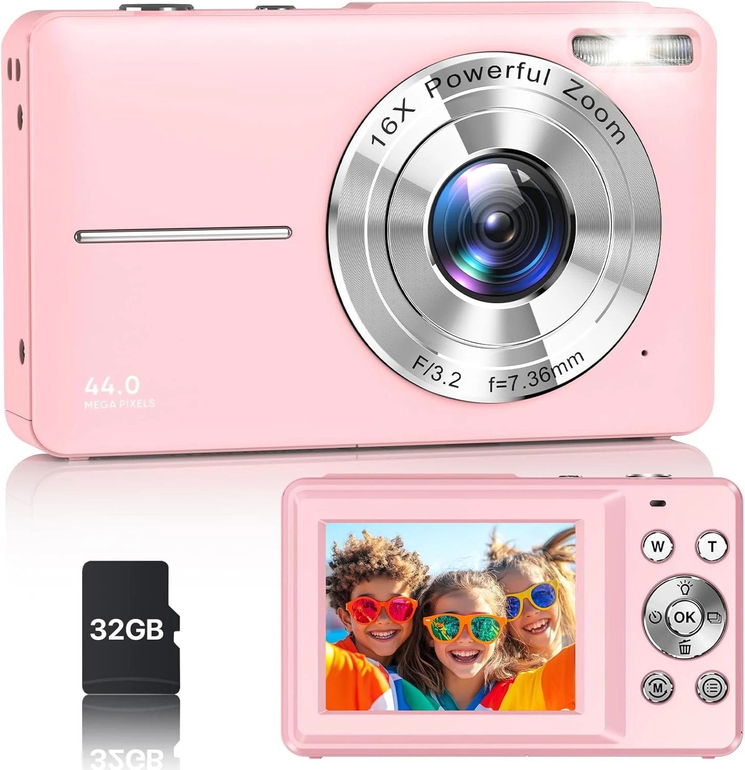 VAHOIALD DC403 Digital Camera, Latest FHD 1080P Digital Camera for Teens with SD Card Anti Shake Point and Shoot Cameras Portable 16X Zoom Compact Small Cameras