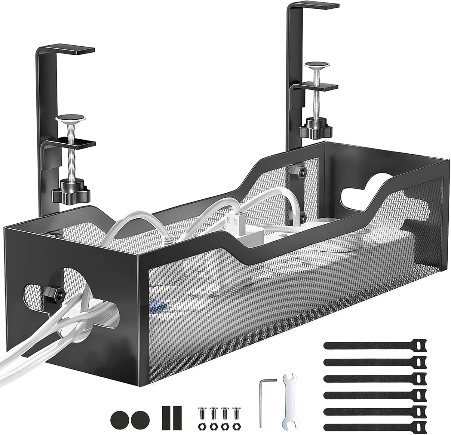 Under Desk Cable Management Tray No Drill, Metal Mesh Cable review