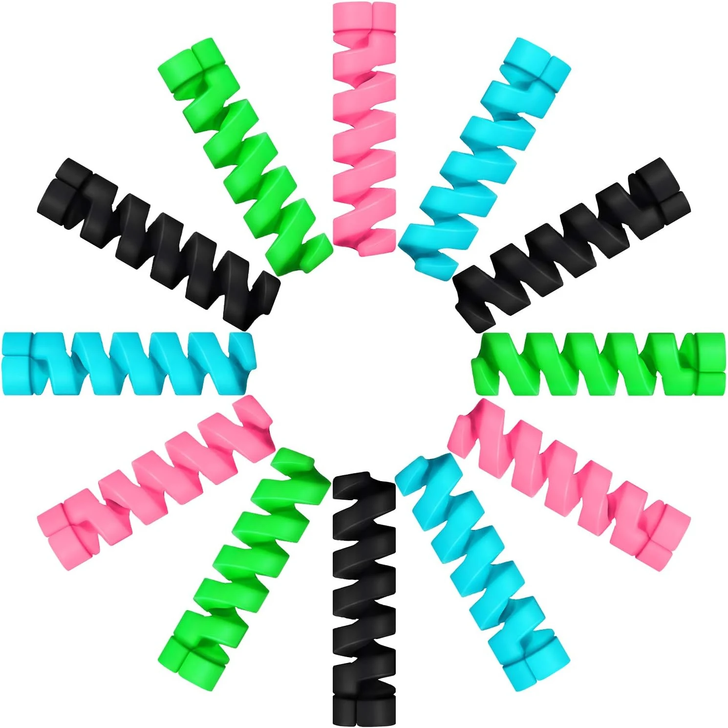 Jetec 24 Pcs Charger Cable Protector, Silicone Flexible Cable Saver, Spiral USB