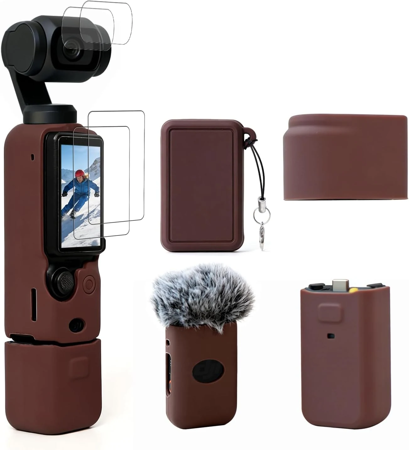Case for DJI Osmo Pocket 3/Xtra Muse Camera, Soft Silicone Protective Case (Brown)