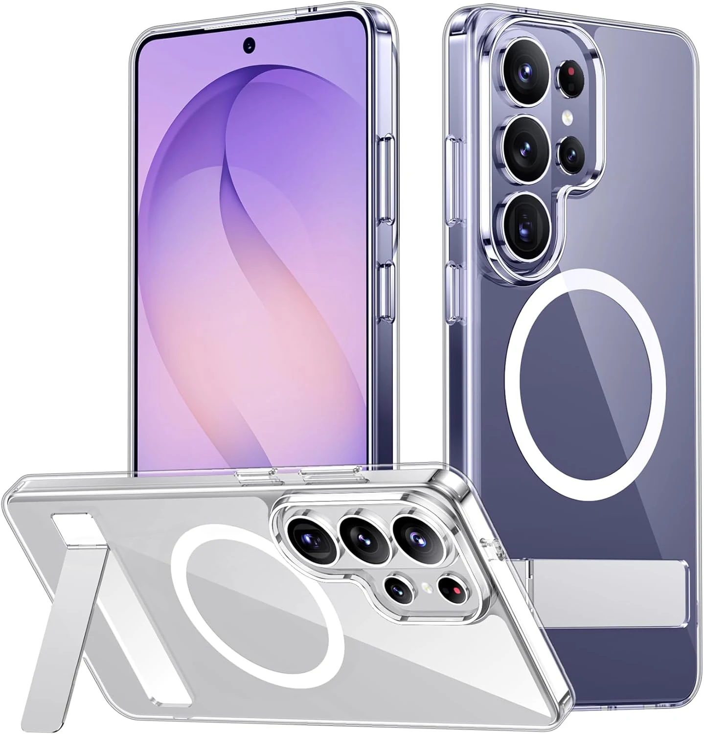 SPIDERCASE Magnetic for Samsung Galaxy S26 Ultra Case,[Built-in Invisible Kickstand] Anti-Yellowing Anti-Scratched Shockproof Slim Phone Case for S26 Ultra 6.9''Clear
