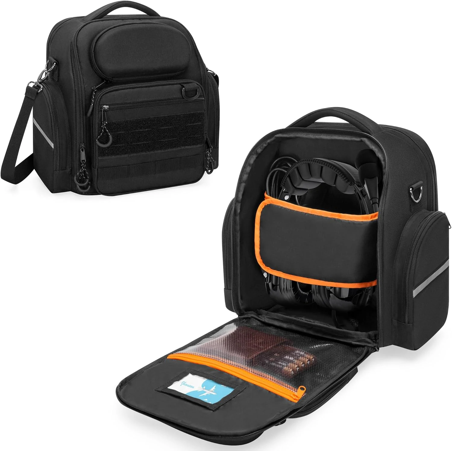 Damero Pilot Headset Bag, Aviation Headset Pilot Bag, Flight Bag for Aviation Headset, Kneeboard, iPad and More, Black, Patent Design