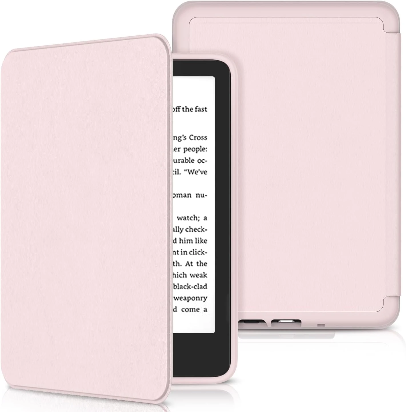 Case for All-New 6 inch Kindle (11th Generation, 2024/2022 Release), Sanyetral Slim PU Leather Cover with Magnetic TPU Back and Auto Sleep/Wake, Light Pink