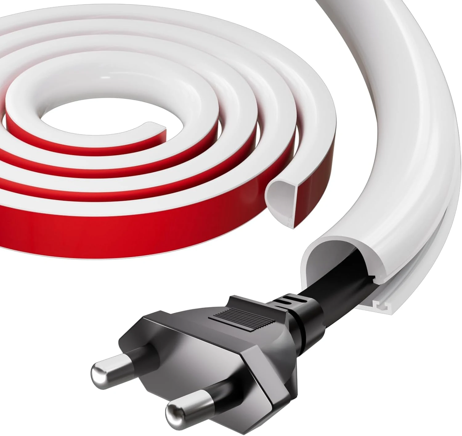 39" Silicone Cord Hider for Wall Mount TV, Self-Adhesive Cable Hider (White)