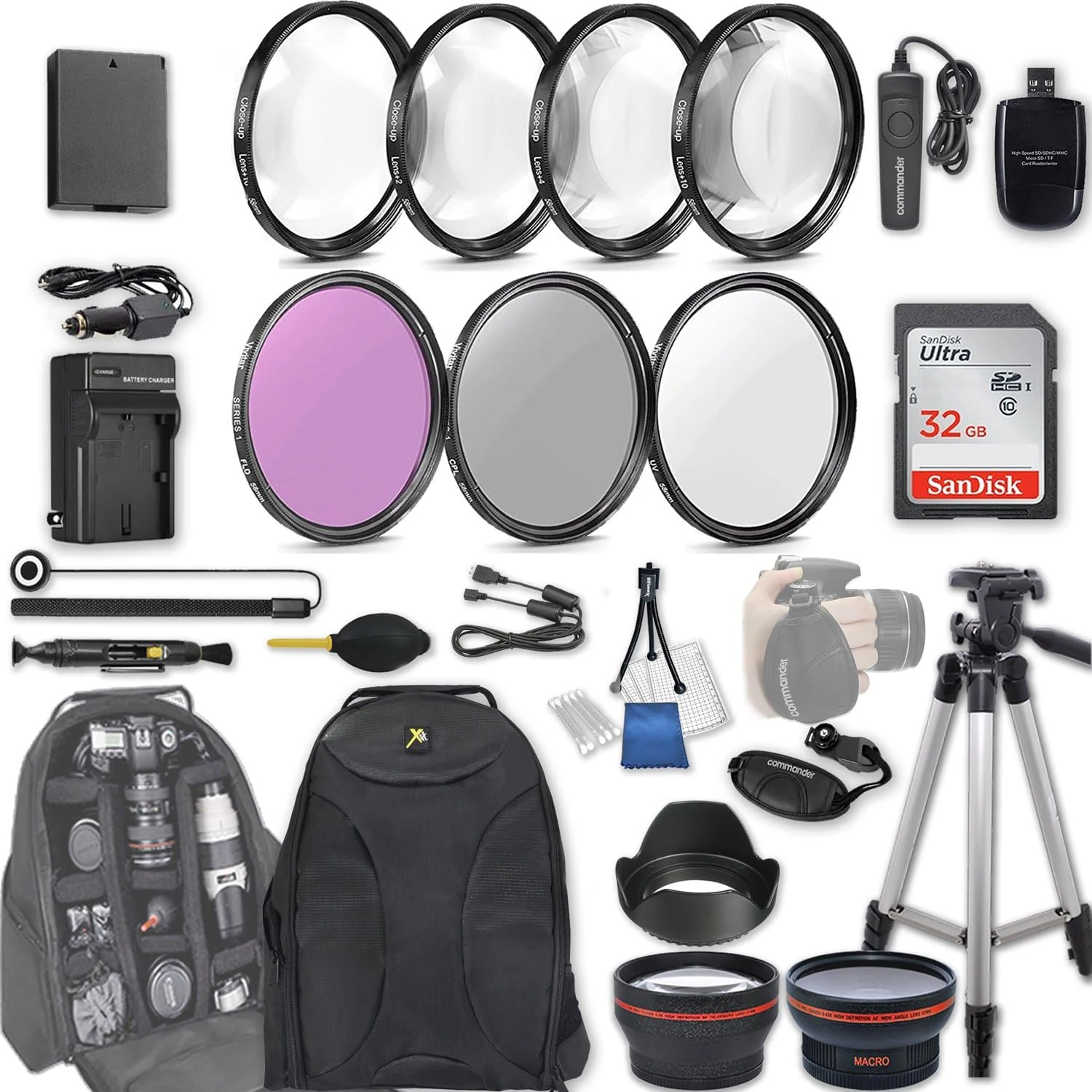 58mm 28 Pc Accessory Kit for Canon EOS Rebel T7, T6, T5, T3, 1300D, 1200D, 1100D DSLRs