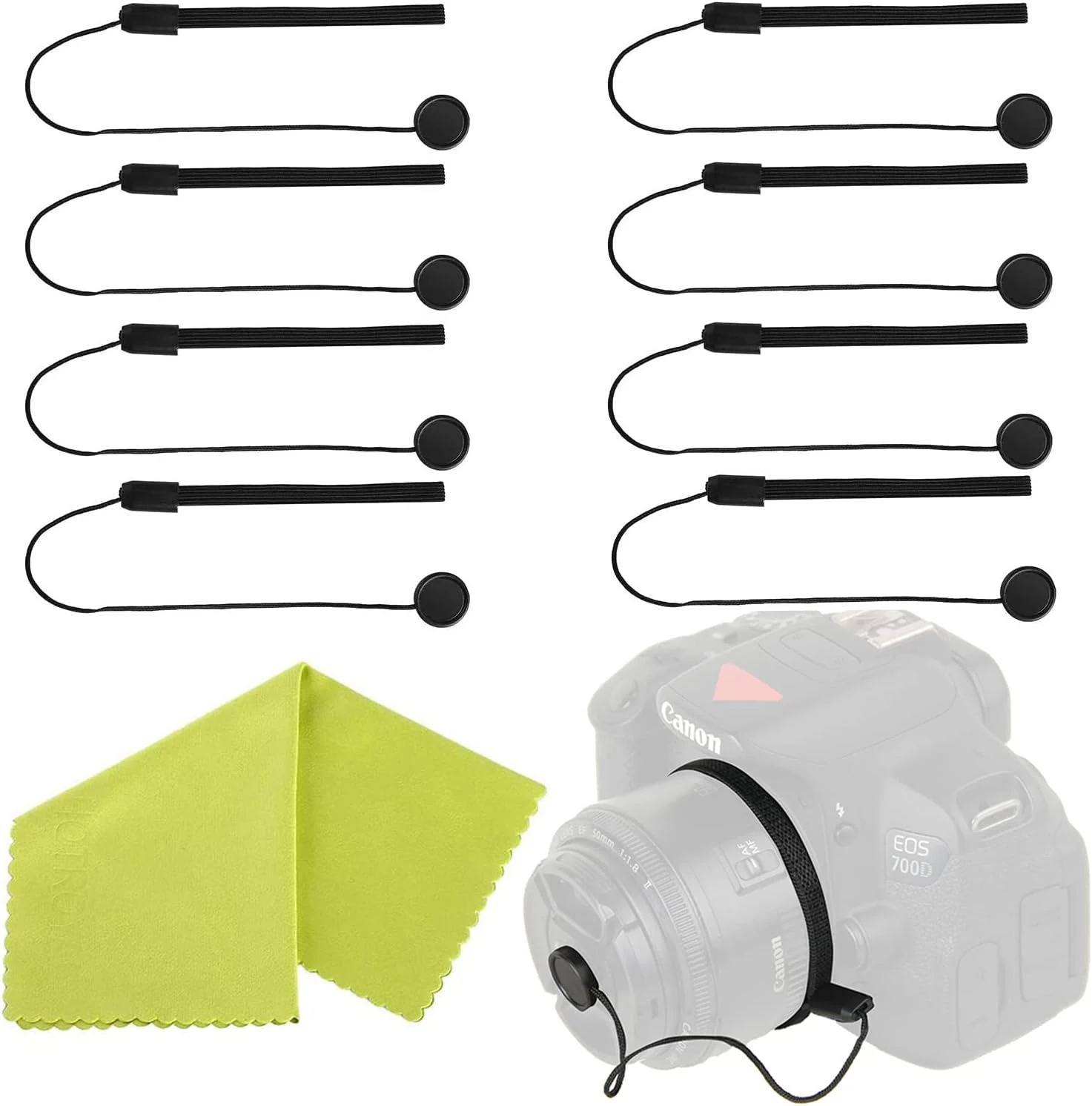 Camera Lens Cap Keeper Lens Cap Holder Prevent Lens Cap Lost for DSLR SLR Camera (8 Pack)