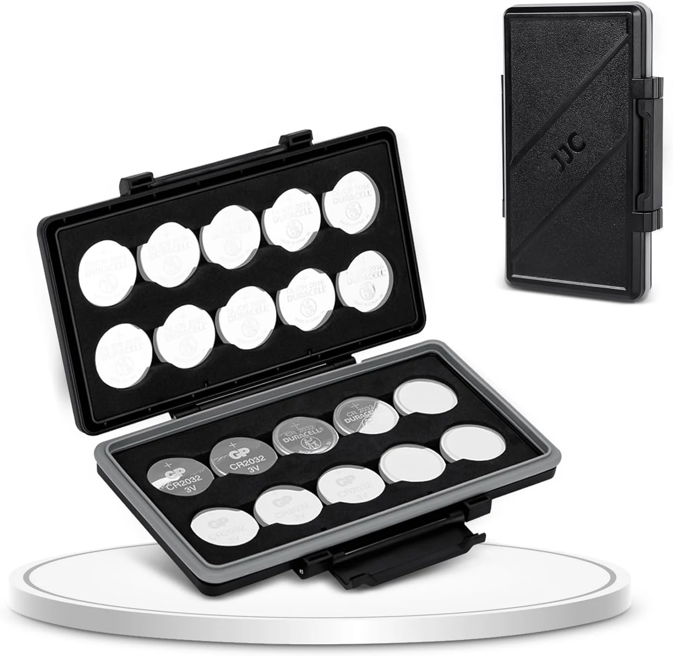 JJC CR2032 CR2025 Battery Case Holder Storage, Water-Resistant Anti-Shock (Coin Cell)
