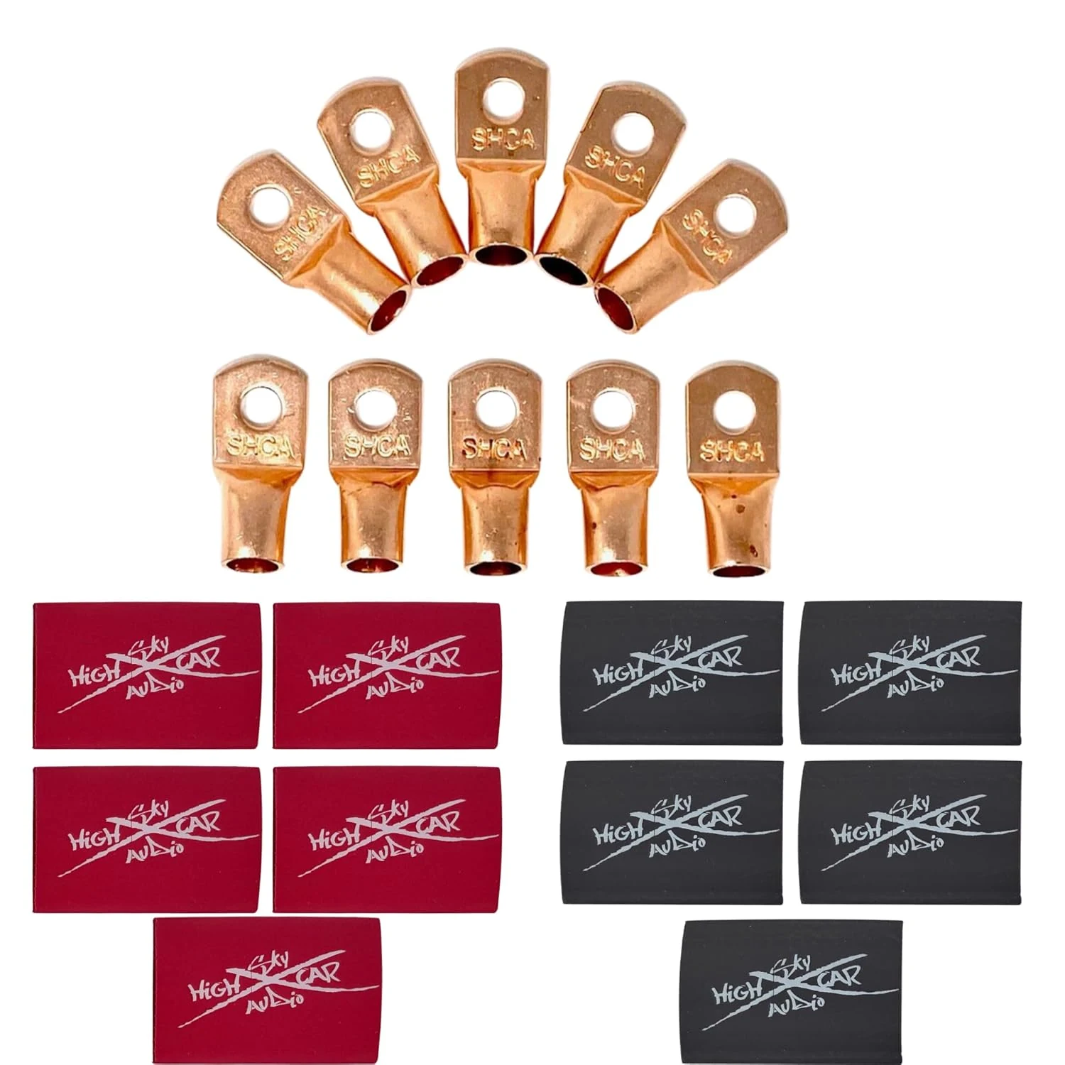 Sky High Car Audio (10) 1/0 Gauge Copper Ring Terminals