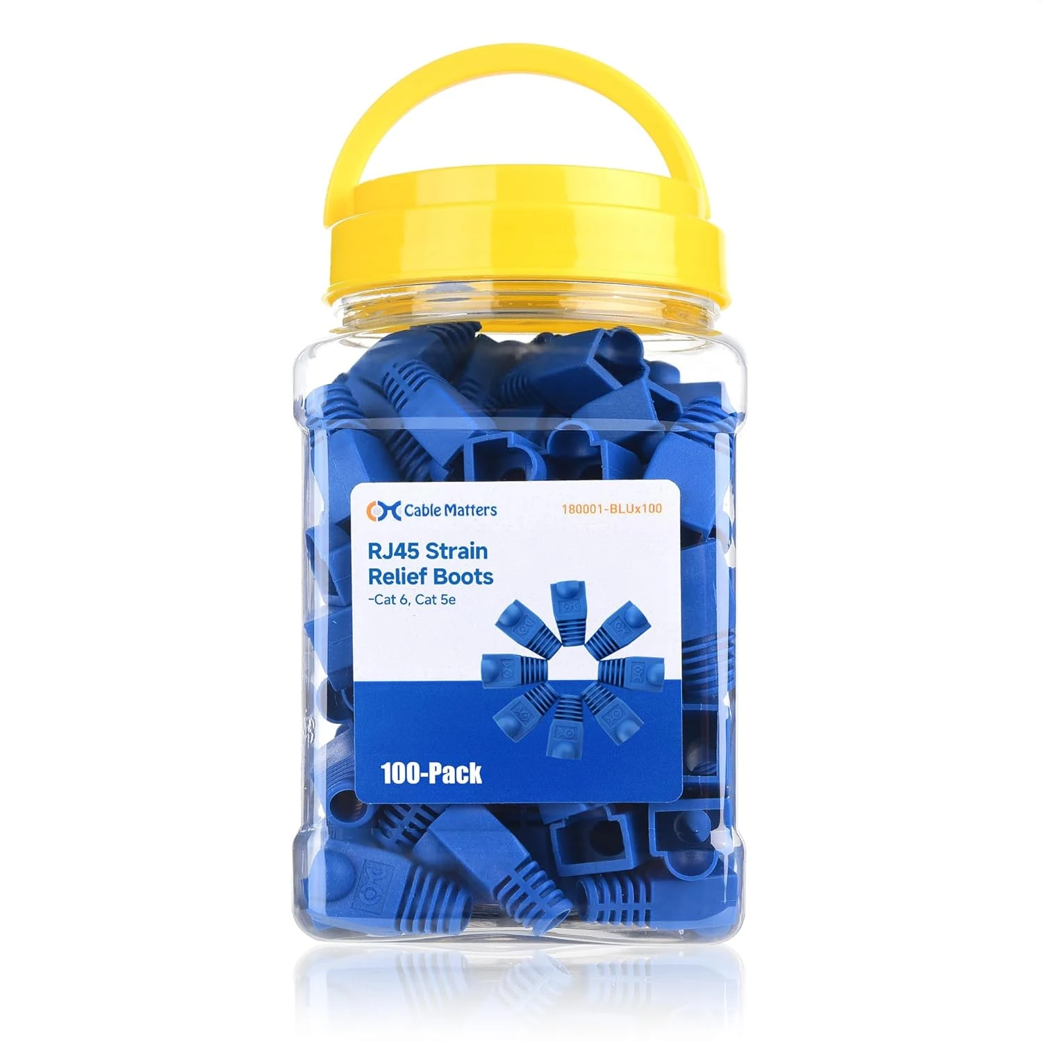 Cable Matters 100-Pack Cat6 / Cat5e RJ45 Strain Relief Boots (Blue)