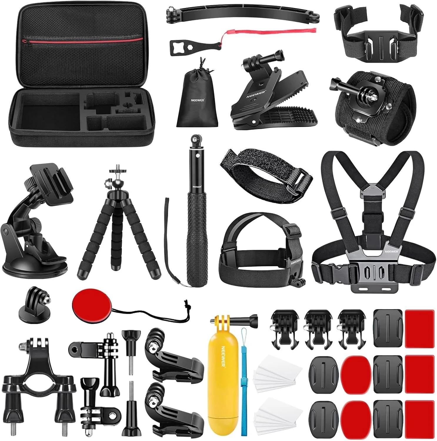 NEEWER 50 in 1 Action Camera Accessory Kit Compatible with GoPro Hero 12 11 10 9 DJI Osmo Insta360 and More
