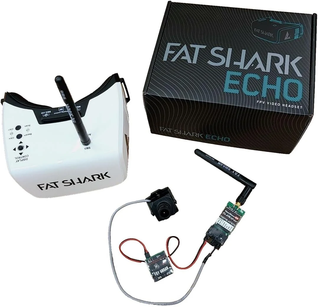 Fat Shark Recon Echo DVR FPV Goggles and Camera & Transmitter Combo - Fixed-Focus Prime Lens, B3 Mount, White