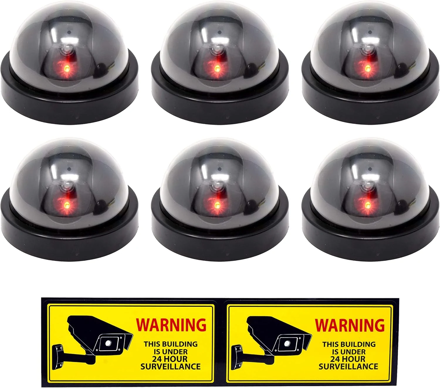 Mandala Crafts Fake Security Cameras with LED Light, 6 Pack (Indoor/Outdoor)