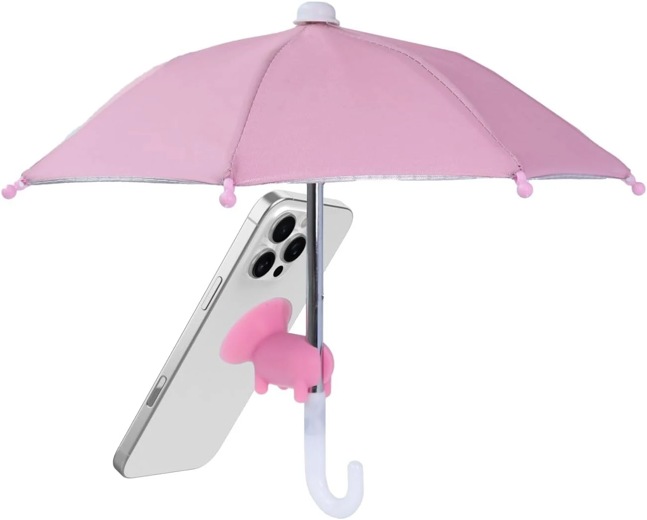 Cell Phone Umbrella for Sun Shade, Universal Adjustable Stand with Cute Piggy Suction Cup, Pink