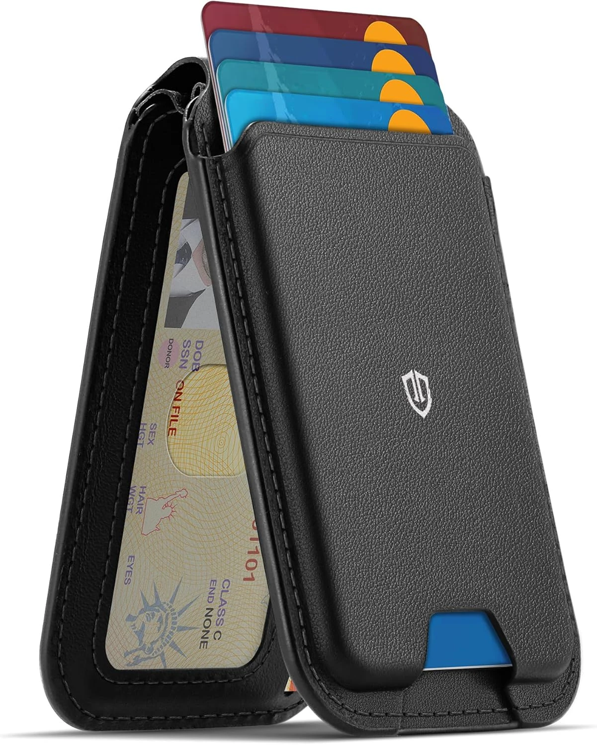 SHIELDON Genuine Leather Strong Magnetic Wallet for MagSafe, Phone Wallet Stand