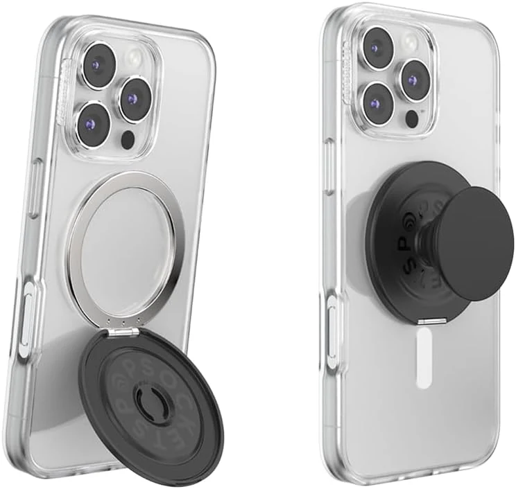 PopSockets Kick-Out Grip for MagSafe, Adjustable Kickstand for Portrait or Landscape, Magnetic Stand - Black