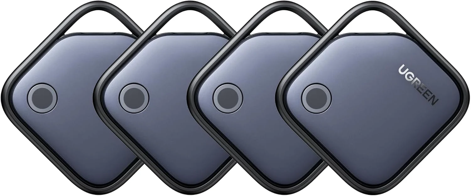 UGREEN FineTrack Air Tracker Tags (iOS Only) 4 Pack, 2-Year Replaceable Battery Bluetooth Tracker Compatible with Apple Find My, Item Finder Smart Tag for Keys, Luggage