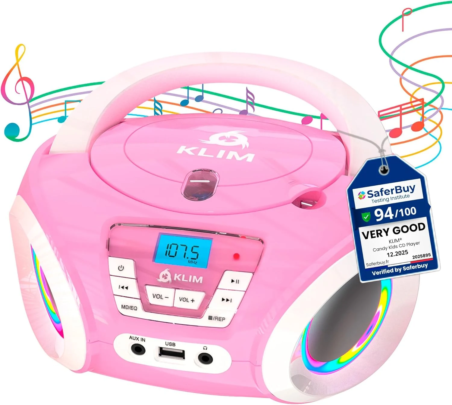 Klim Candy Kids CD Player for Children (Pink)