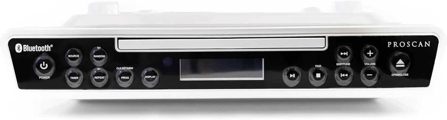 PROSCAN ELITE PKCR2713AMZ Under Counter CD Player with Clock Radio and Bluetooth, Silver