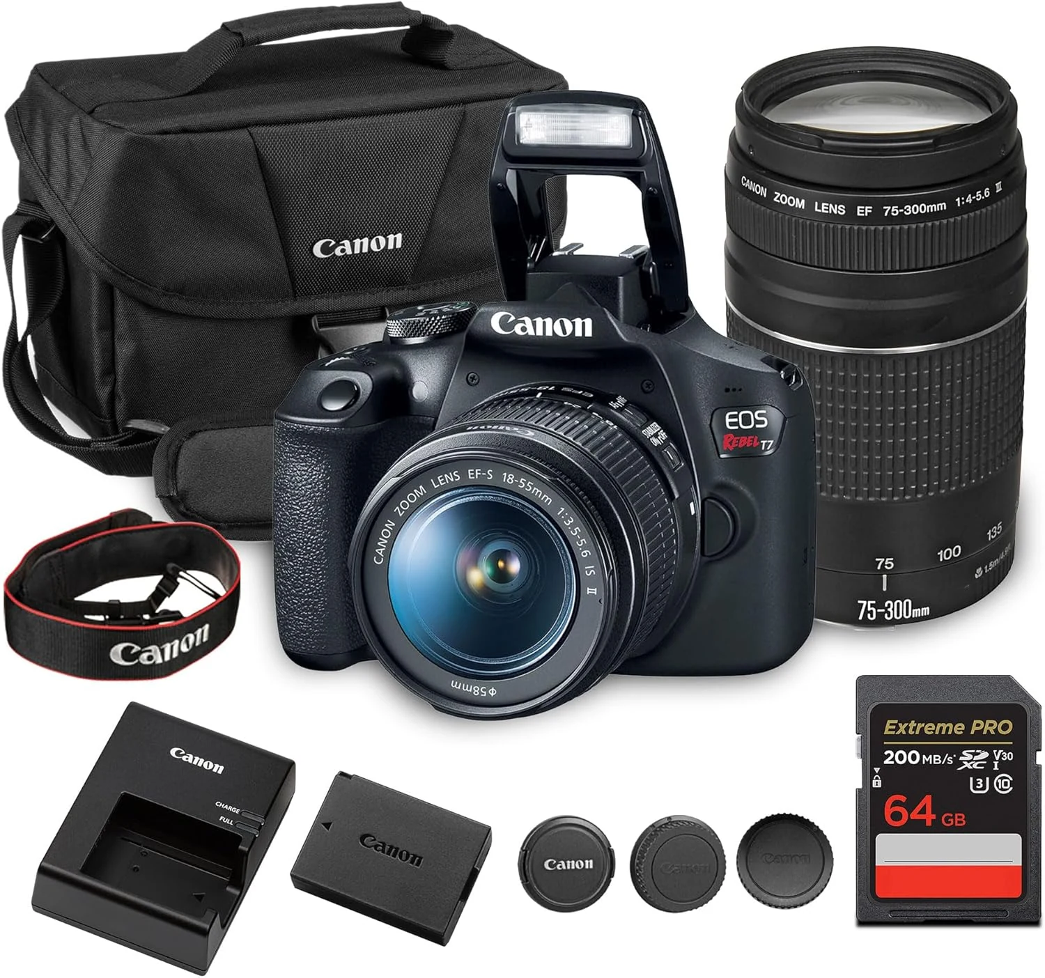 Canon EOS Rebel T7 DSLR Camera Kit (EF-S 18-55mm & 75-300mm)