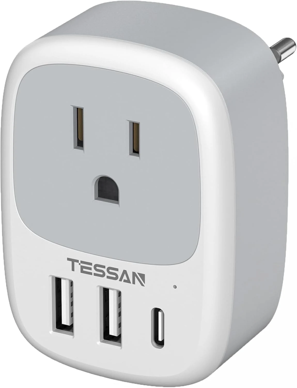 TESSAN European Travel Plug Adapter, Europe Power Adaptor 3 USB Ports (1 USB C)