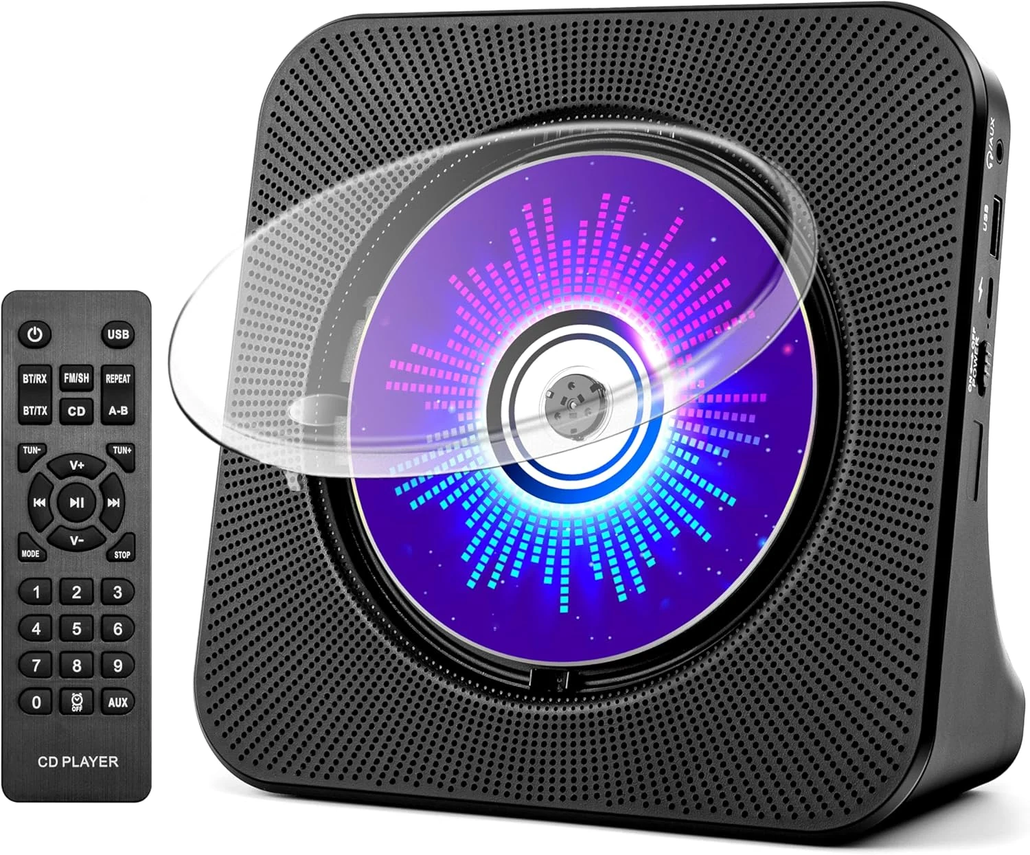 Desktop CD Player with Speakers, ROADOM CD Players for Home, Portable CD Player with Bluetooth Hi-Fi Stereo Sound