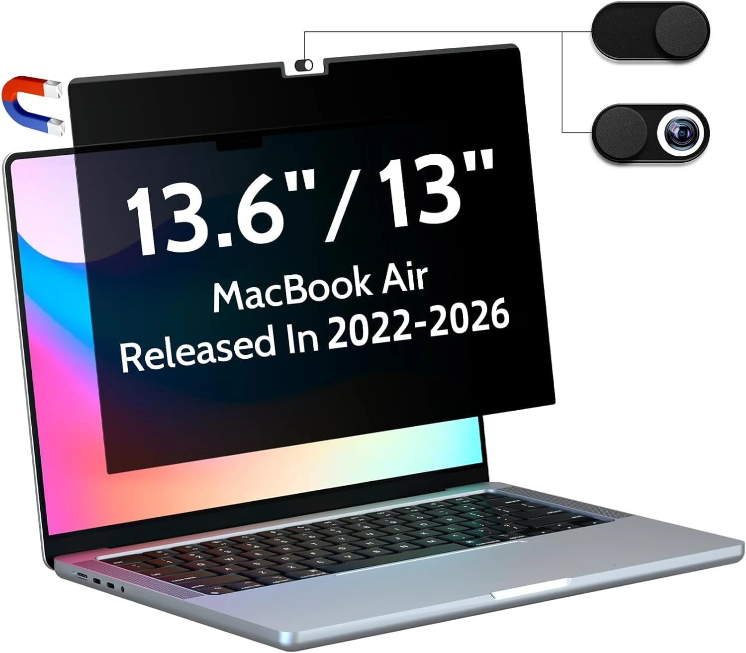 Peslv Magnetic Privacy Screen for Macbook Air 13.6/13 Inch (2022-2026, M2, M3, M4, M5)