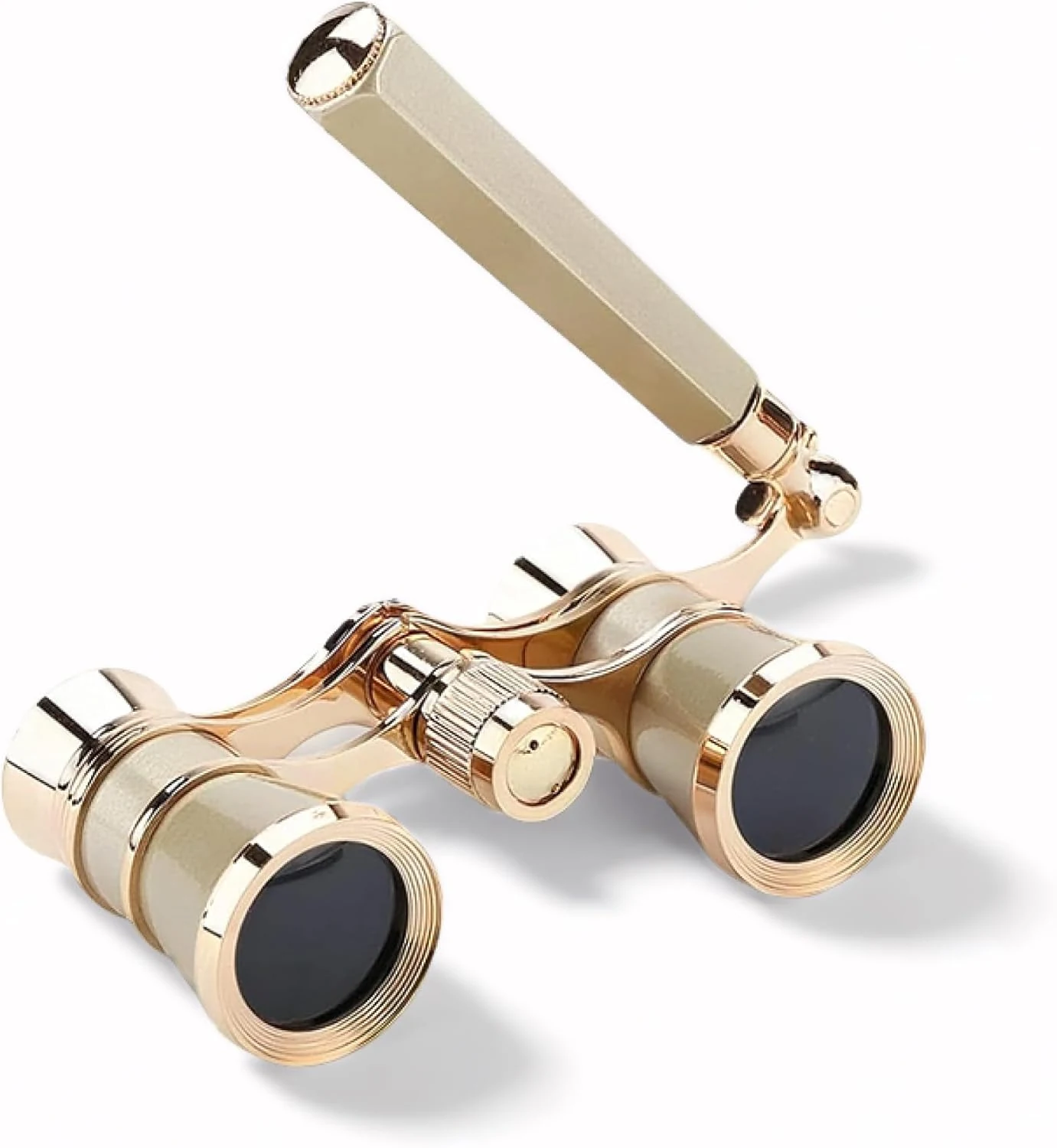 Opera Glasses Binoculars, 3X25 Theater Binoculars with Foldable Handle for Adults Kids Women (Gold with Handle)