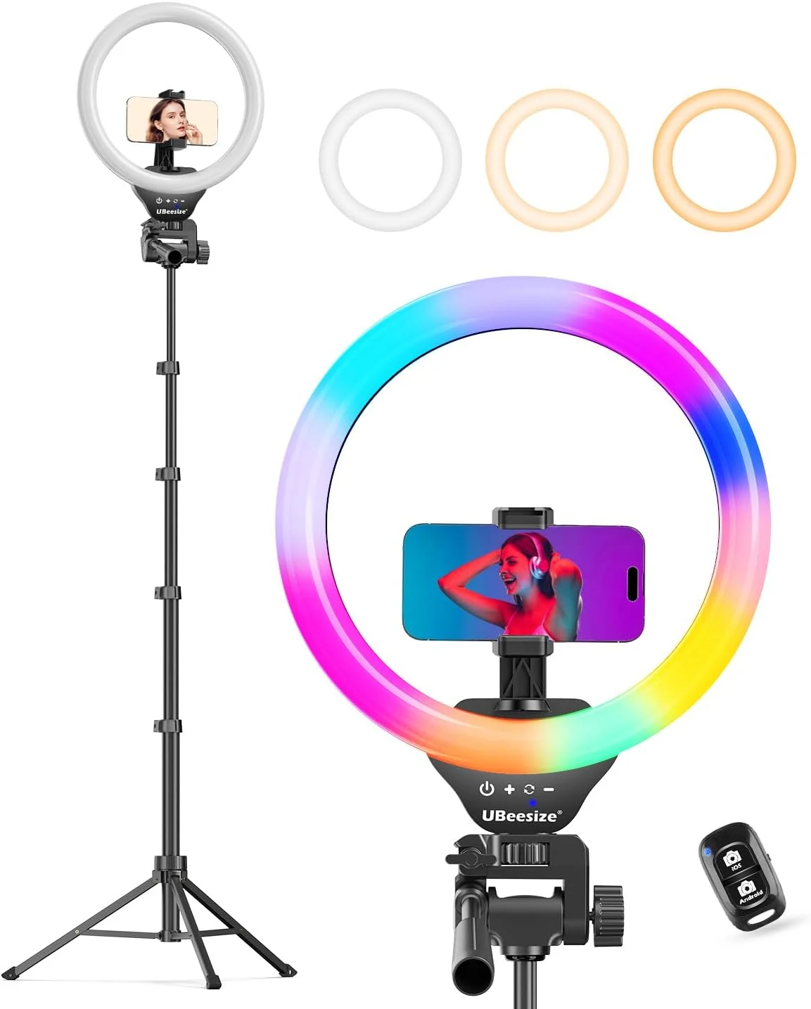UBeesize 12'' LED RGB Ring Light with 62'' Tripod Stand
