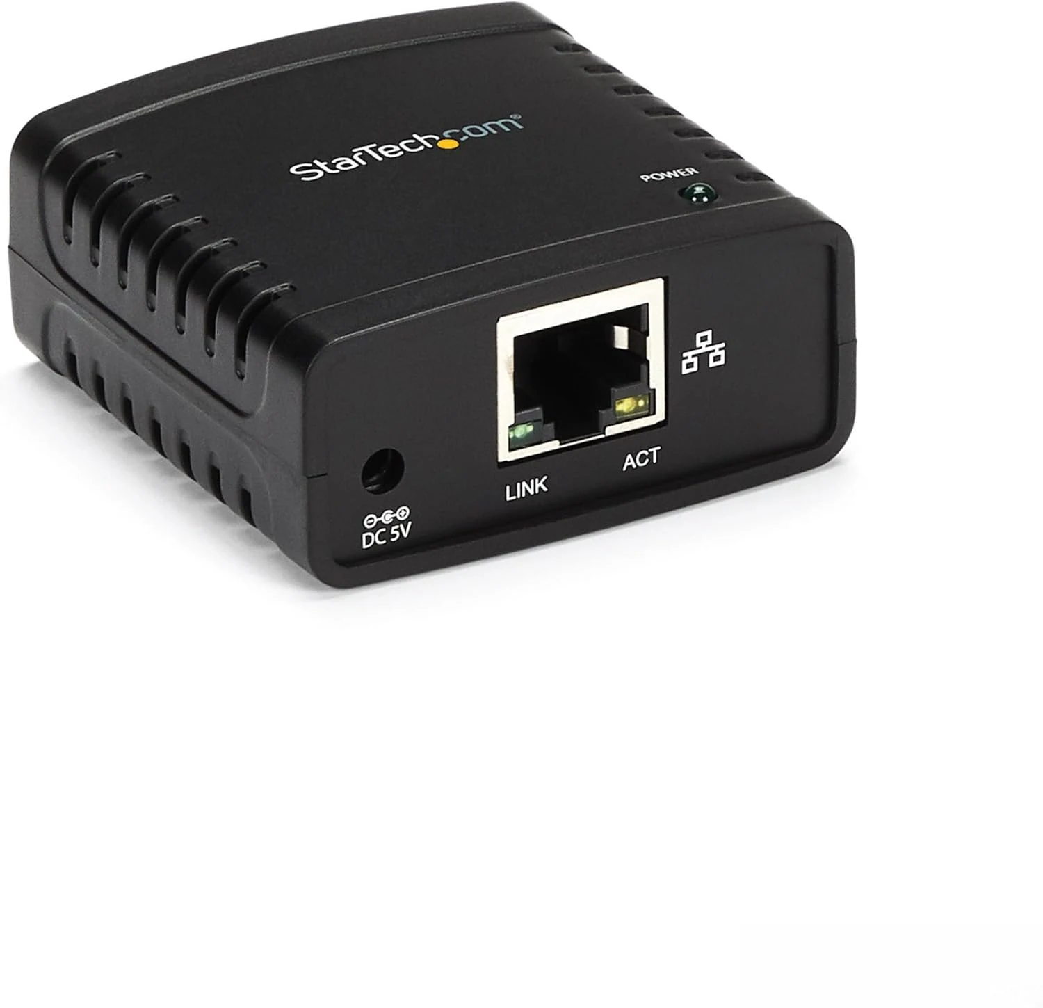 StarTech 1-Port USB 2.0 Network Print Server, 10/100 Mbps Auto-sensing, Wired Ethernet LAN USB Printer Server Adapter, TAA Compliant