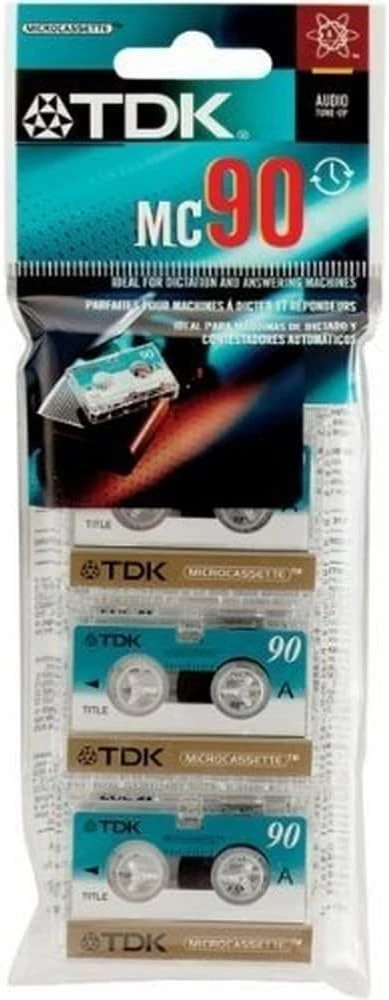 TDK Microcassette MC90 Audio Tape, 3 Pack