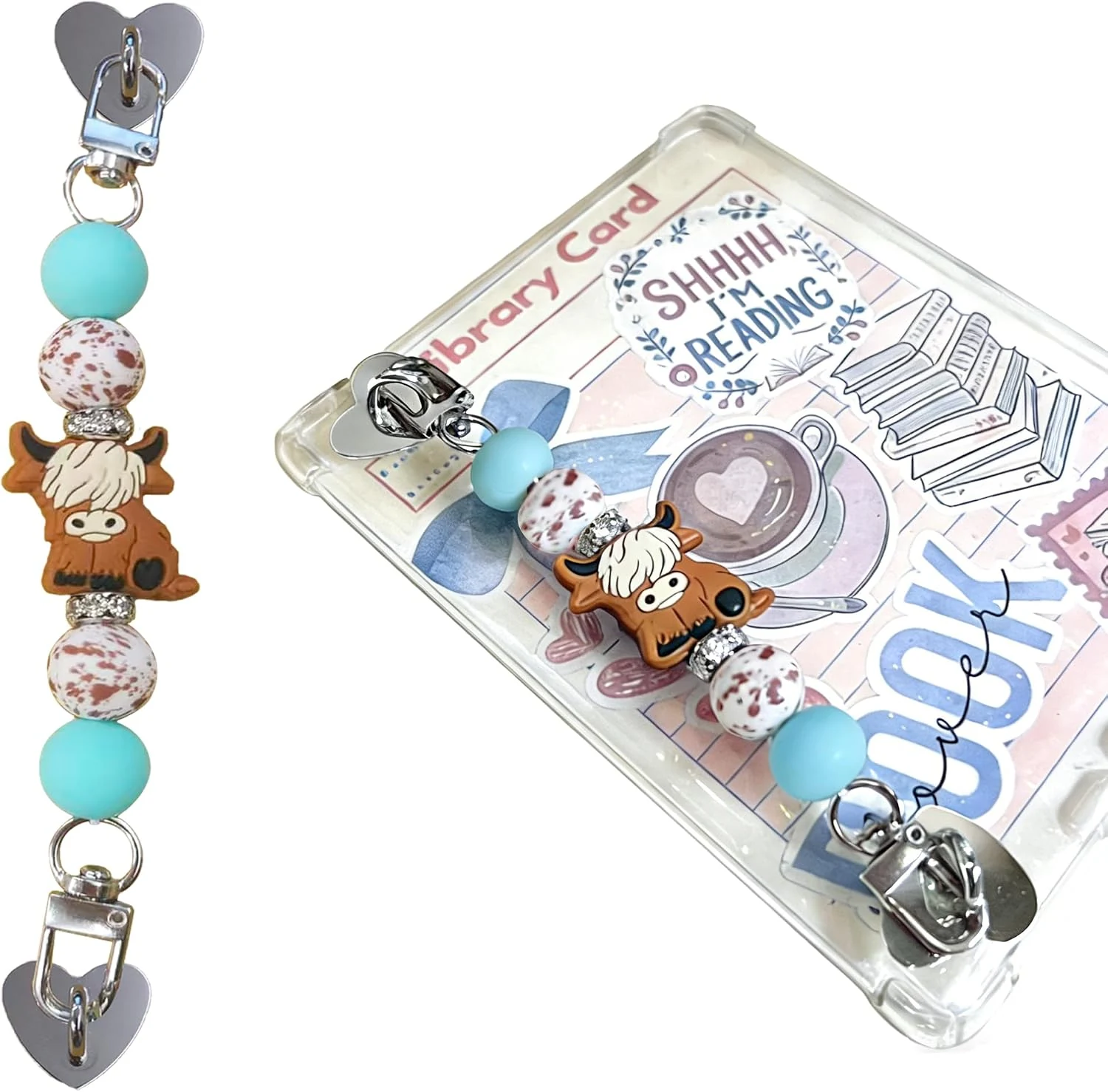 Strap for E-Reader, Cute Silicone Beaded Grip Chain Charm for Kindle