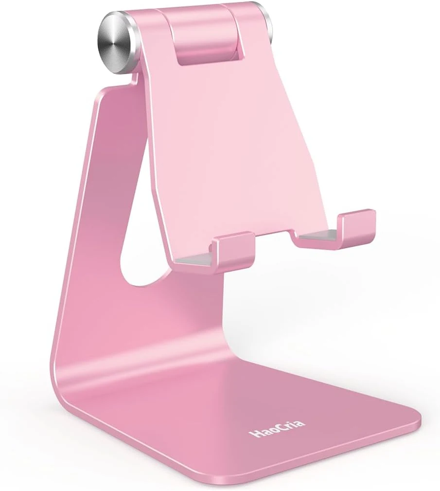 HaoCria Cell Phone Stand for Desk- Adjustable Phone Stand Holder, Cradle, Dock, Desktop Stand for 4-8" Phones (Rose Gold)