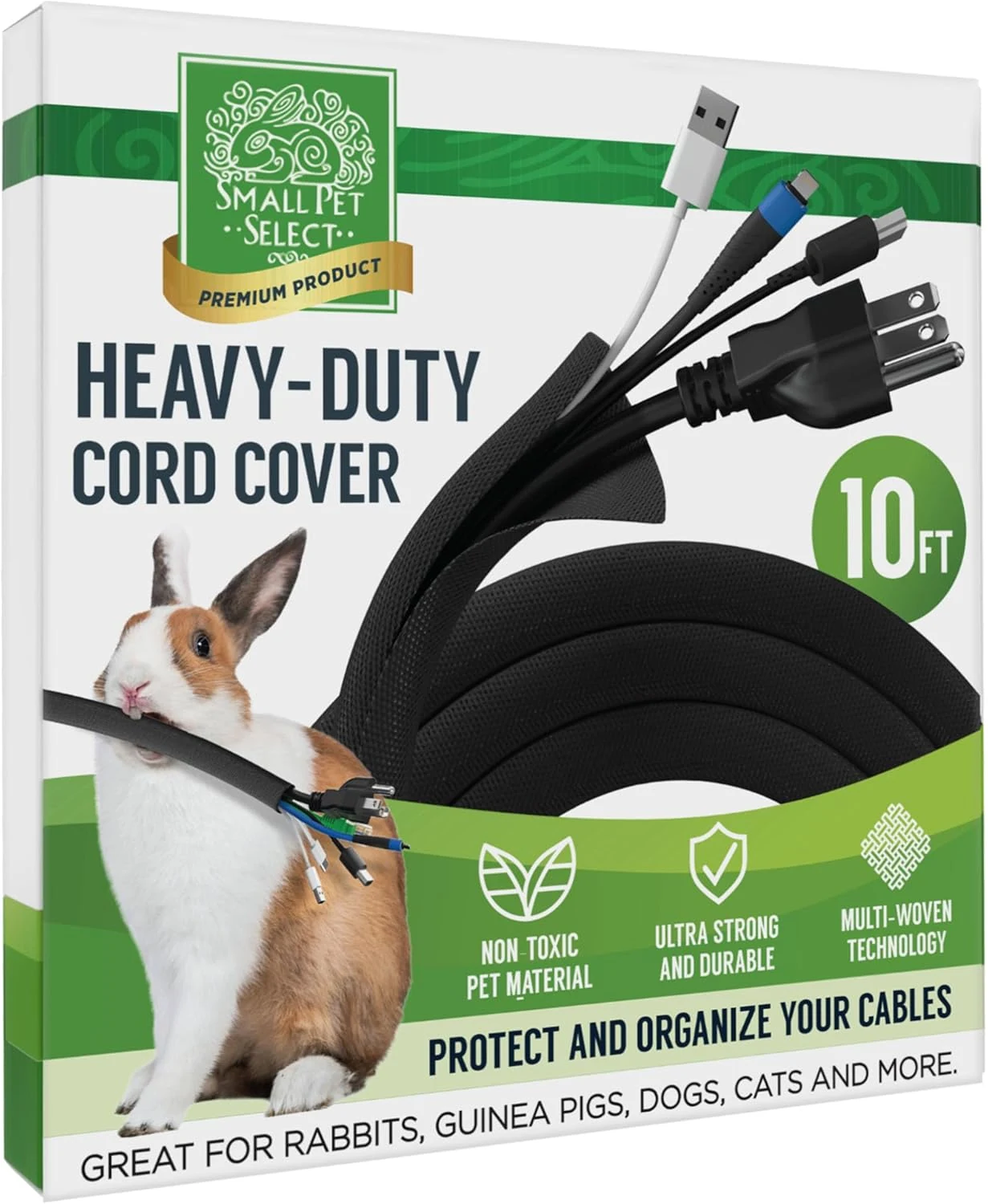 Small Pet Select Heavy Duty Cord Cover (Black, 10ft)