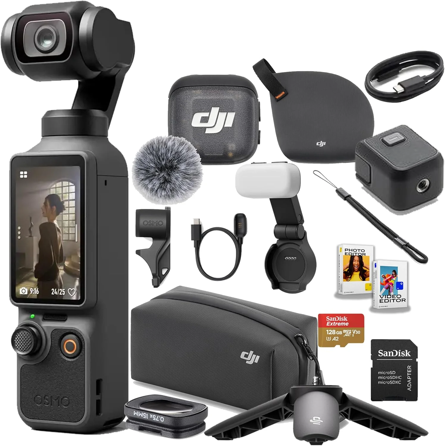 DJI Osmo Pocket 4 Creator Combo, Vlogging Cameras, 4K/240fps Vlog Camera, 3-Axis Stabilization, Active Track 7.0