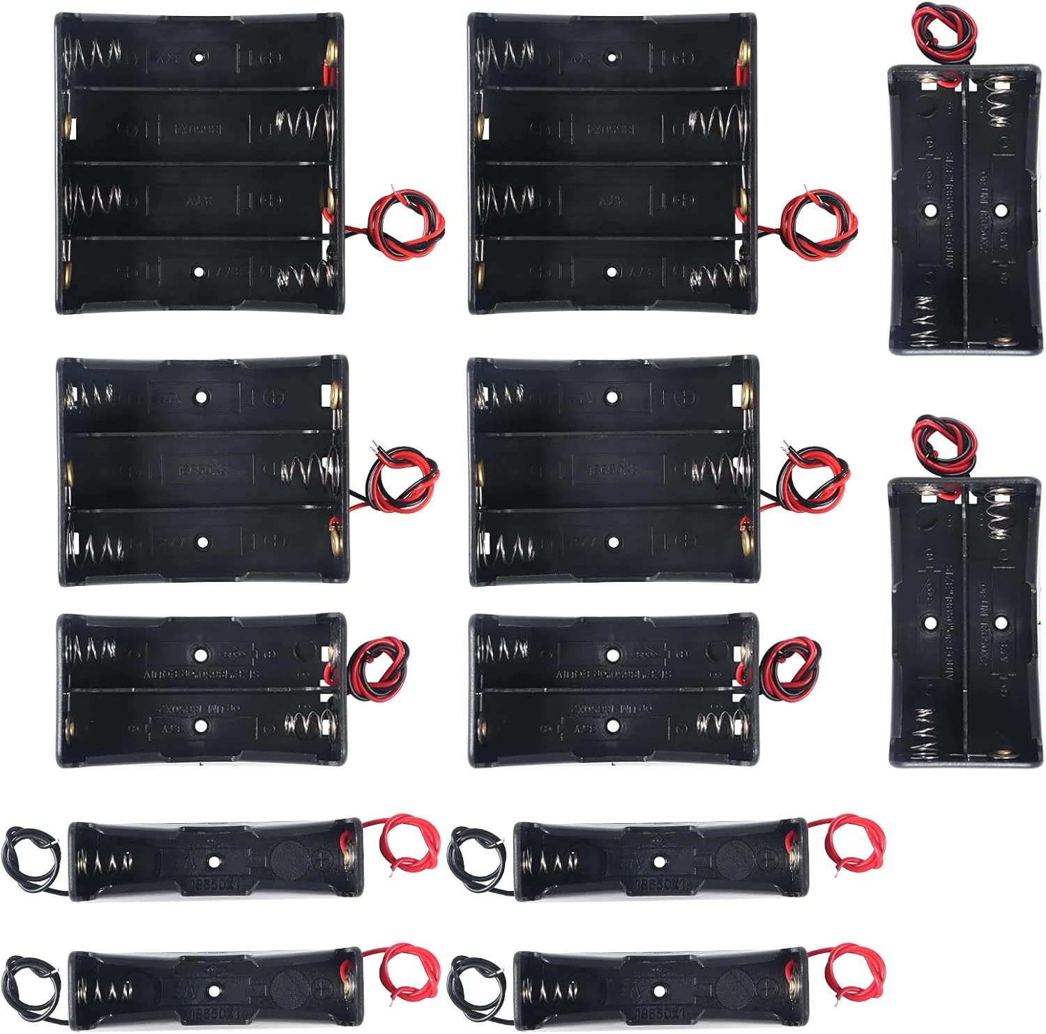 DORHEA 12PCS 18650 Battery Holder Bundle with Wire 18650 Battery Holder Case (1/2/3/4 Slots)